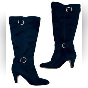 Bella Vita Faux Suede Navy Blue Knee High Boots Tall Boots Size 7.5
